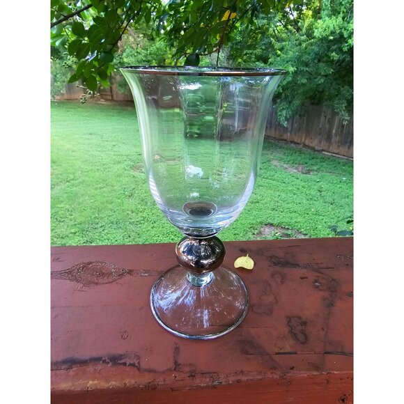 Vintage Mikasa Silver Rimmed Wine Glass Goblet - Picture 2 of 3